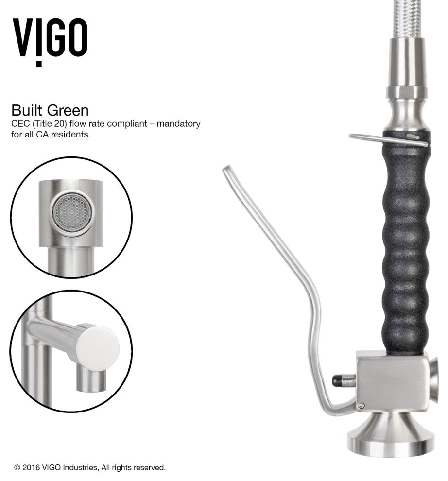 VIGO Zurich 27" H Single Handle Pull-Down Sprayer Kitchen Faucet, Stainless Steel, Without Extras