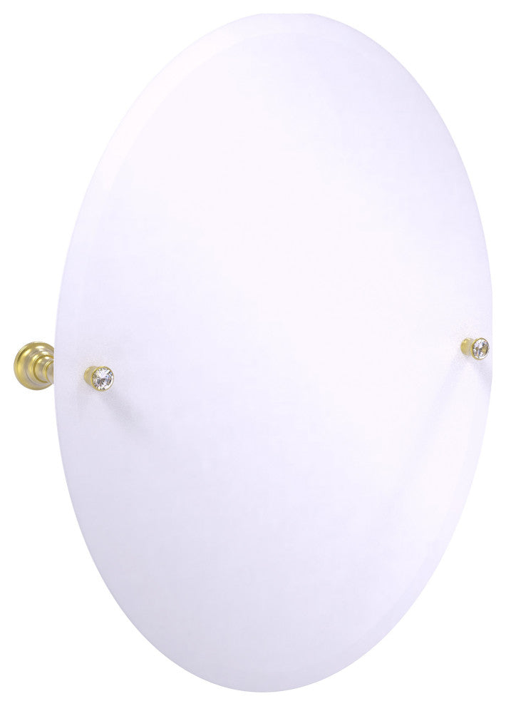 Carolina Crystal Frameless Oval Tilt Mirror with Beveled Edge, Satin Brass