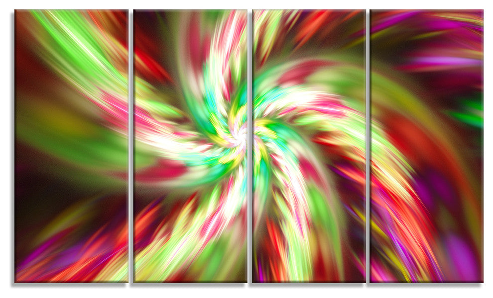 Exotic Multi Color Flower Petal Dance, Floral Canvas Print, 48"x28", 4 Panels