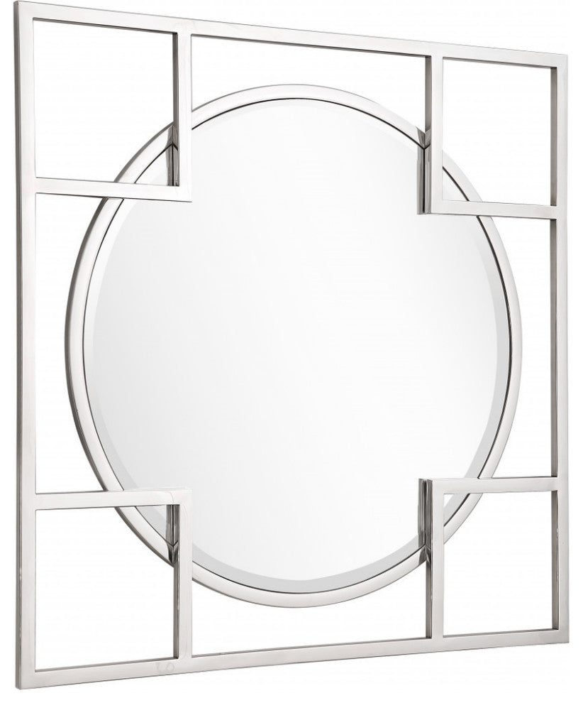 Silver Square Accent Metal Mirror