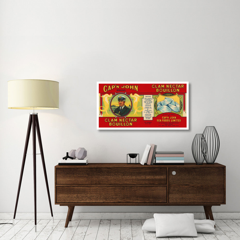 "Cap'n John Brand Clam Nectar Bouillon" Print by Retrolabel, 46"x24"
