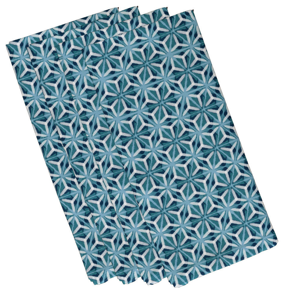 Water Mosaic, Geometric Print Napkin, Set of 4, Teal