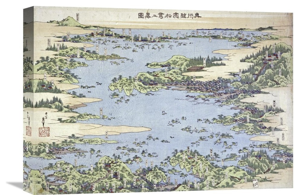 "Map of Shiogama and Matsushima In Oshu" Artwork, 22" x 15"