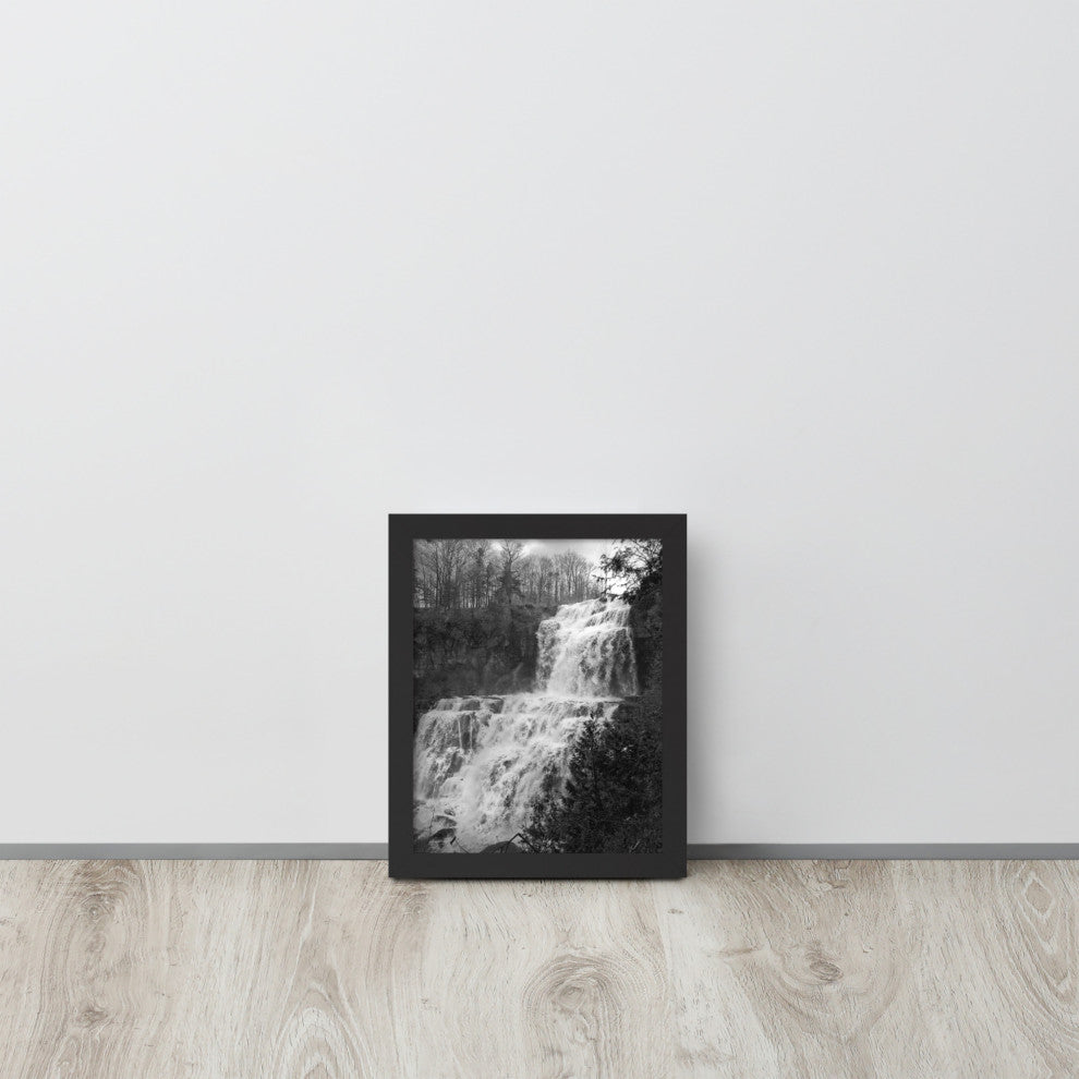 Chittenango Waterfall in Black and White Framed Photo Paper Wall Art Prints, Black, 8" X 10"