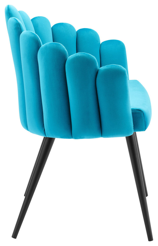 Vanguard Performance Velvet Dining Chair Set of 2, Black Blue
