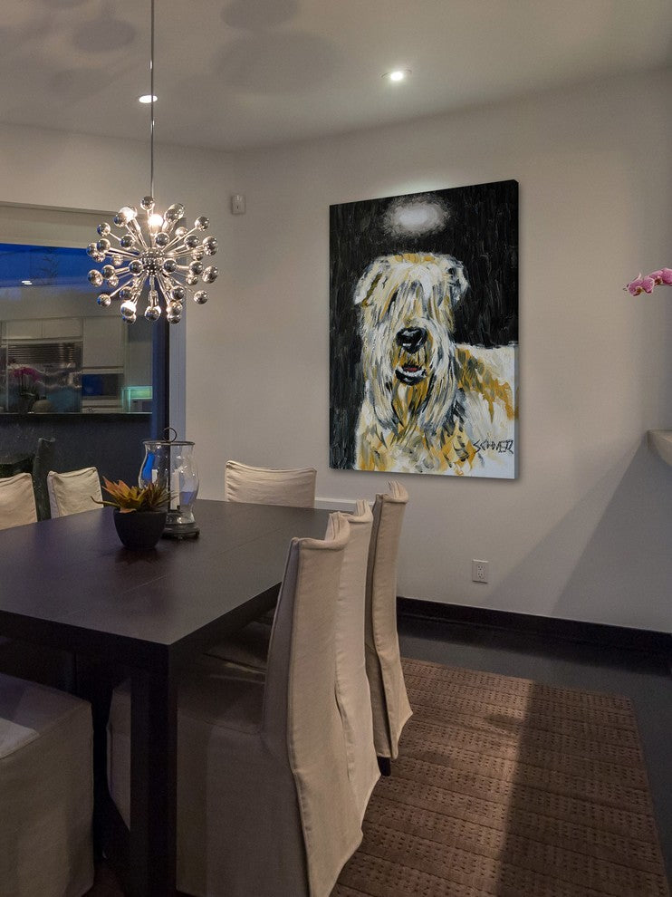 "Soft Coated Wheaton Terrier Angel" Painting Print on Wrapped Canvas, 24"x36"