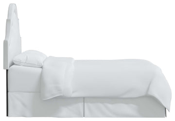 High Arched Headboard With Border, Velvet White, Twin