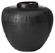Donna Karan Lenox Artisan Glass, Black, Etched Linear  Round  Vase  8"