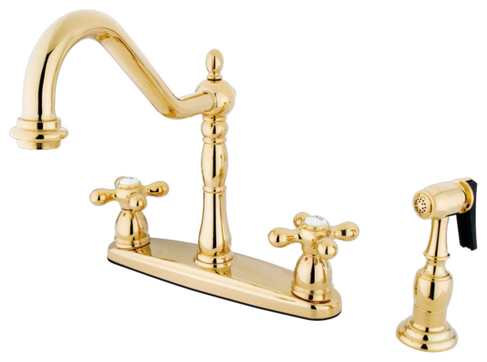 Kingston Brass Centerset Kitchen Faucet, Polished Brass