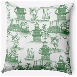 China Old Polyester Indoor Pillow, Green, 18"x18"