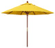 9' Square Push Lift Wood Umbrella, Olefin, Lemon