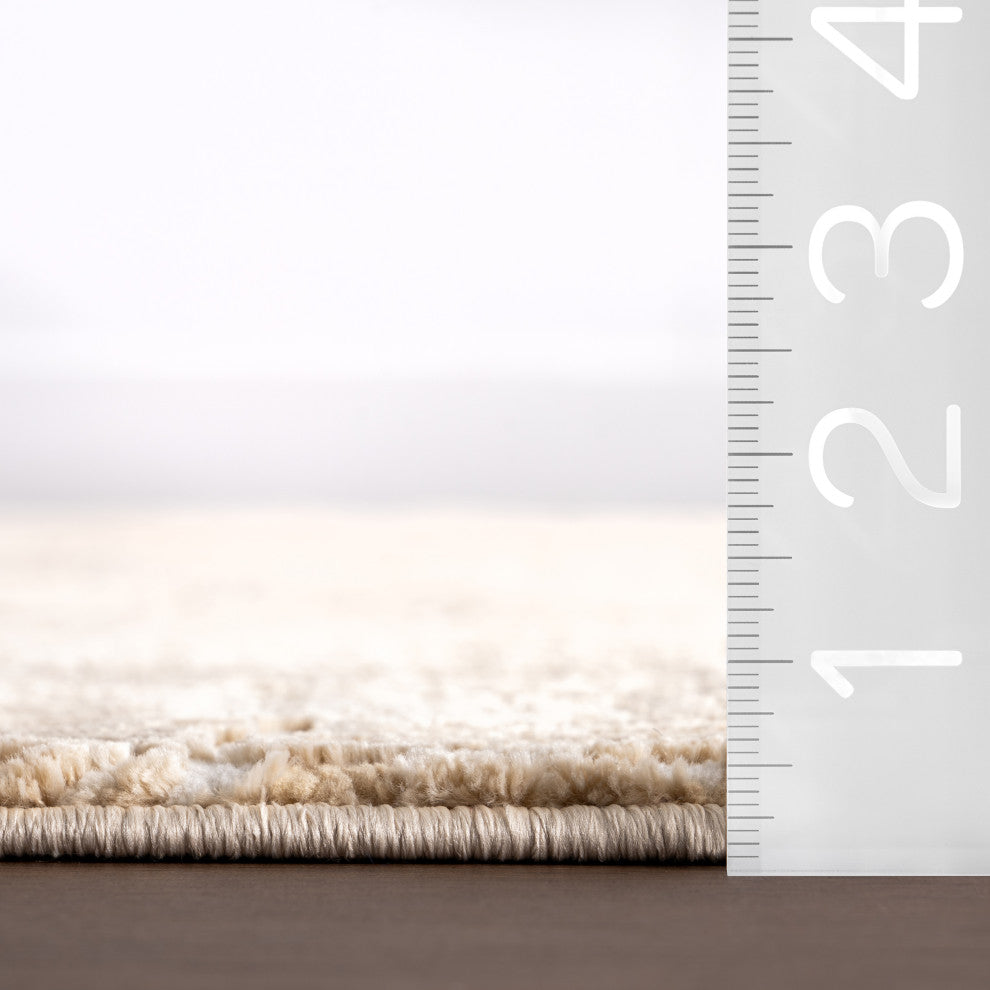 Caylee Abstract Machine Washable Area Rug, Sand 6'