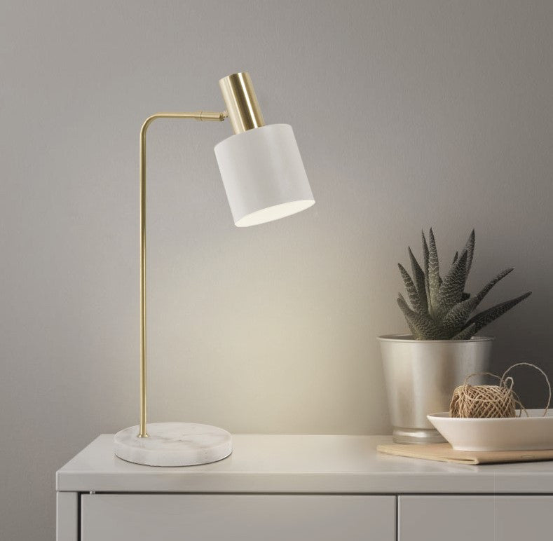 Le Locle | Modern Marble Base LED Table Lamp, Alaska White, A