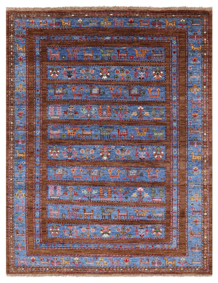 5' 0" X 6' 5" Tribal Persian Gabbeh Hand Knotted Rug Q7400