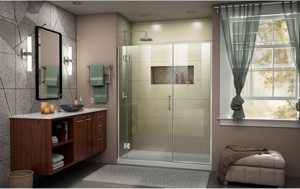DreamLine Unidoor-X 58, 58.5" Shower Door, Brushed Nickel