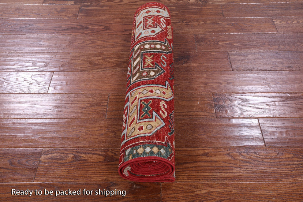 Tribal Persian Gabbeh Hand-Knotted Runner Rug 2' 7" X 9' 9" Q9589