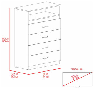 Athens, Dresser, With 4 Drawers, White