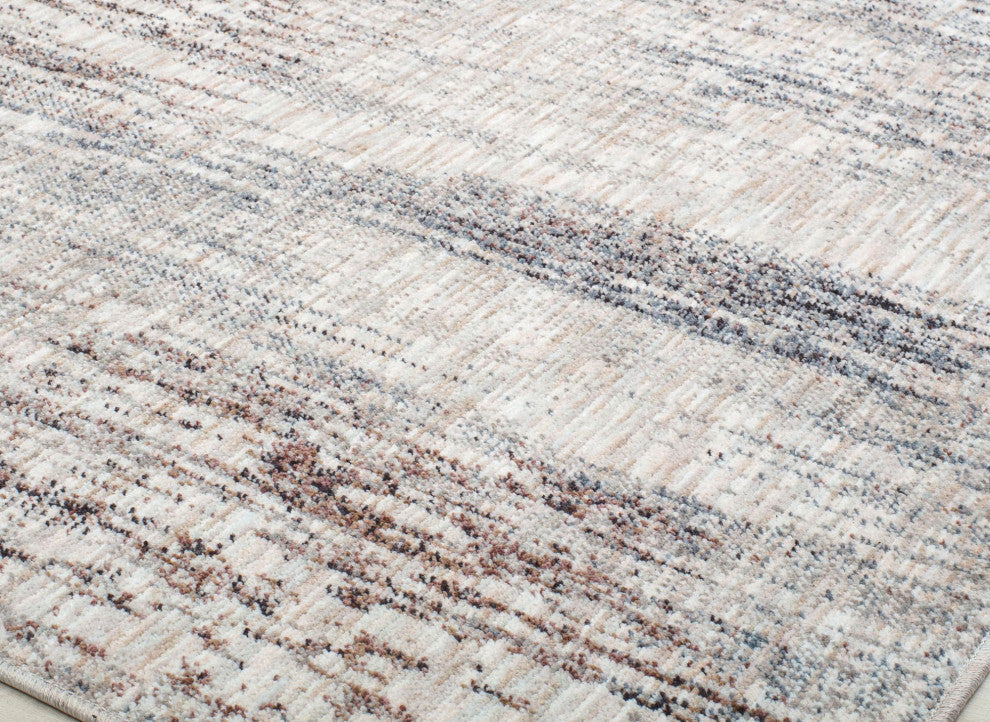 Jade Misty Silver Abstract Contemporary Tan Recycled Area Rug, 2'6" X 4'