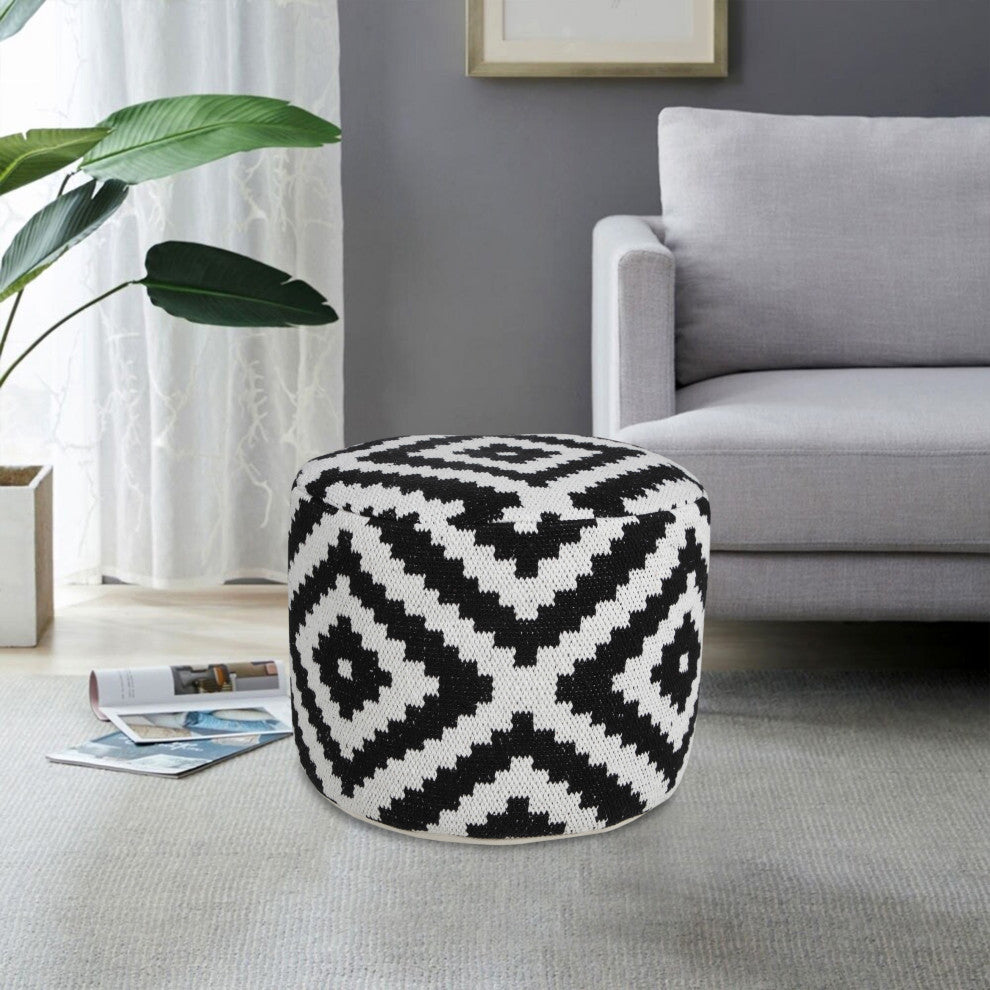 Modern Geometric Medallion Pouf Ottoman