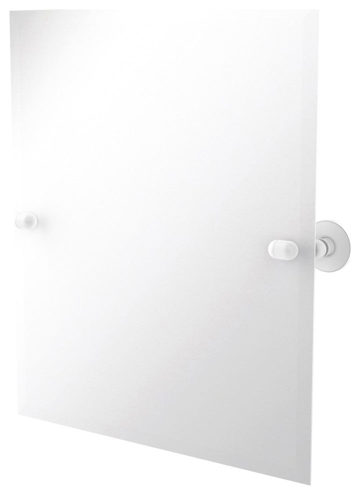 Frameless Rectangular Beveled Edge Tilt Mirror, Matte White