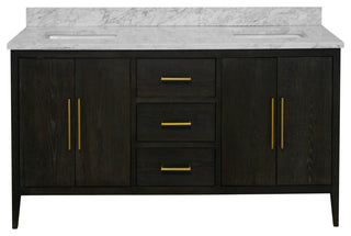 Parisian 72" Bathroom Vanity, Dark Oak, Carrara Marble