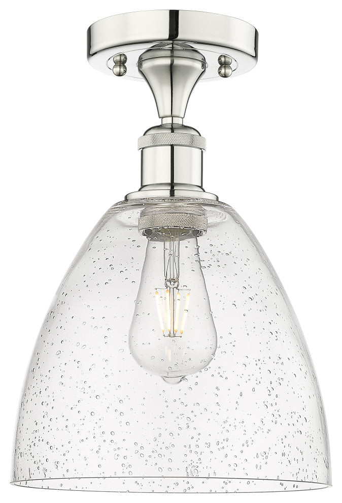Bristol Glass 1 9" Semi-Flush Mount Polished Nickel