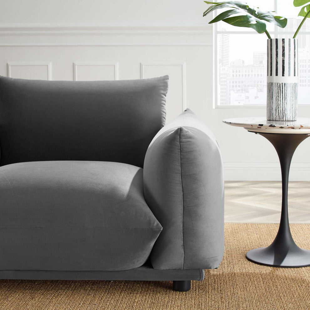 Copious Performance Velvet Armchair Gray