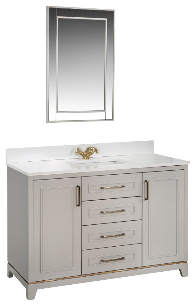 Albia Collection 48" Bathroom Vanity With Sink, Mirror, Countertop, Gray