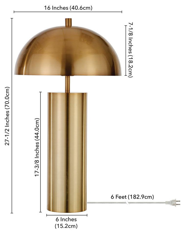 York 27 Tall Table Lamp with Metal Shade in Brass/Brass
