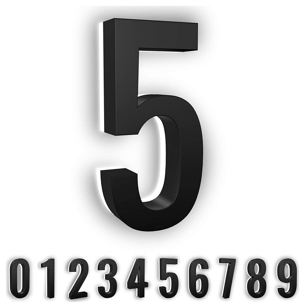5 in ABS Backlit LED Floating Address Number, Up-Scale Modern Look LumaNumbers,