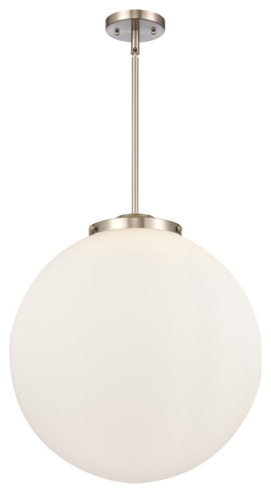 Beacon Pendant, Brushed Satin Nickel, Matte White, Matte White
