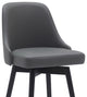 Sicily 26" Swivel Black Wood Counter Stool, Gray Faux Leather, 30