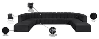 Arc Vegan Leather Upholstered 10-Pc. U-Shaped Modular Sectional, Black
