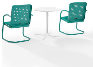 Bates 3-Piece Outdoor Bistro Set, Turquoise Gloss