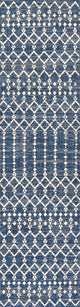 Ourika Moroccan Geometric Indoor/Outdoor Rug, Navy/Beige, 2x10