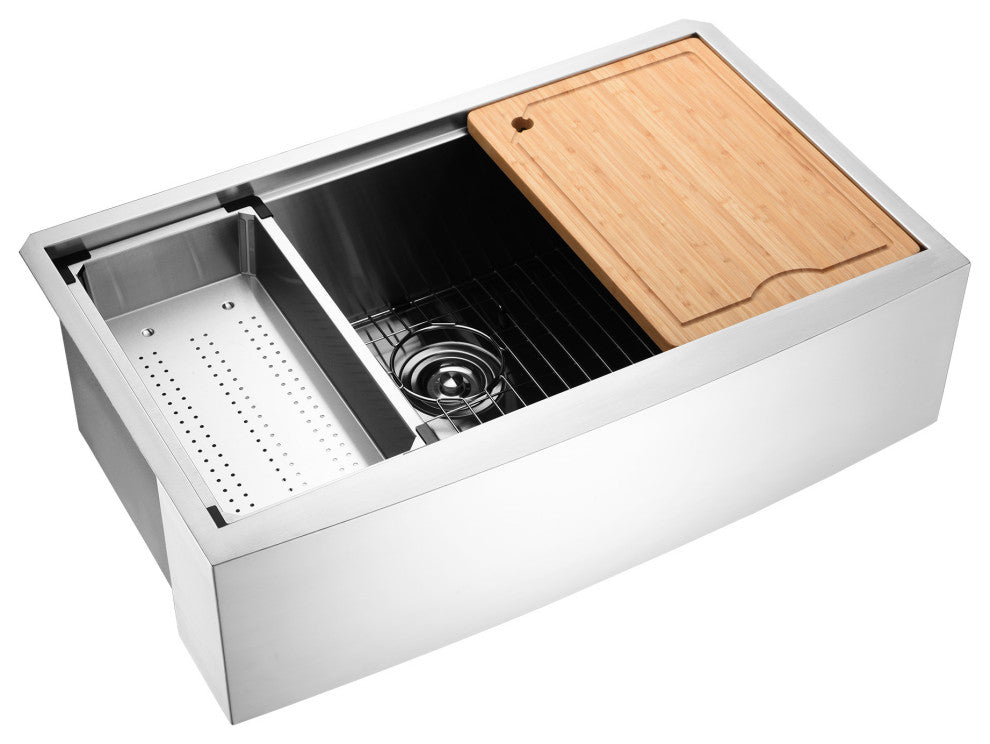 Farmhouse Apron-Front 18-Gauge Stainless Steel Single Bowl Kitchen Sink, 30"