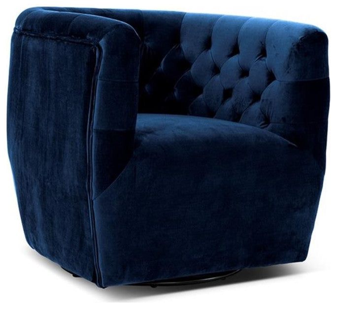 Home Square 2 Piece Swivel Velvet Accent Chair Set in Navy Blue