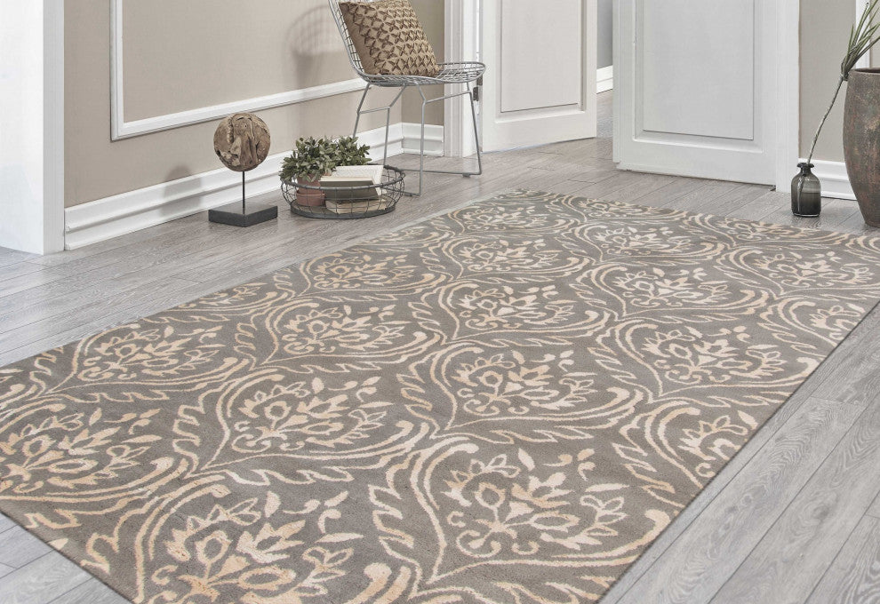 5" X8" X 0.5" Gray Wool Area Rug