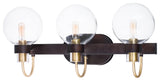 Maxim 30513CL Bauhaus 3 Light 23"W Bathroom Vanity Light - Bronze / Satin Brass