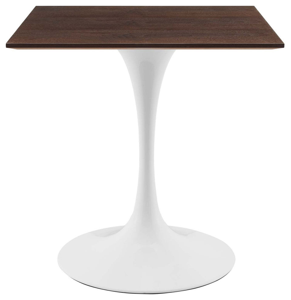 28" Dining Table, Square, White Walnut, Metal, Modern, Bistro Hospitality