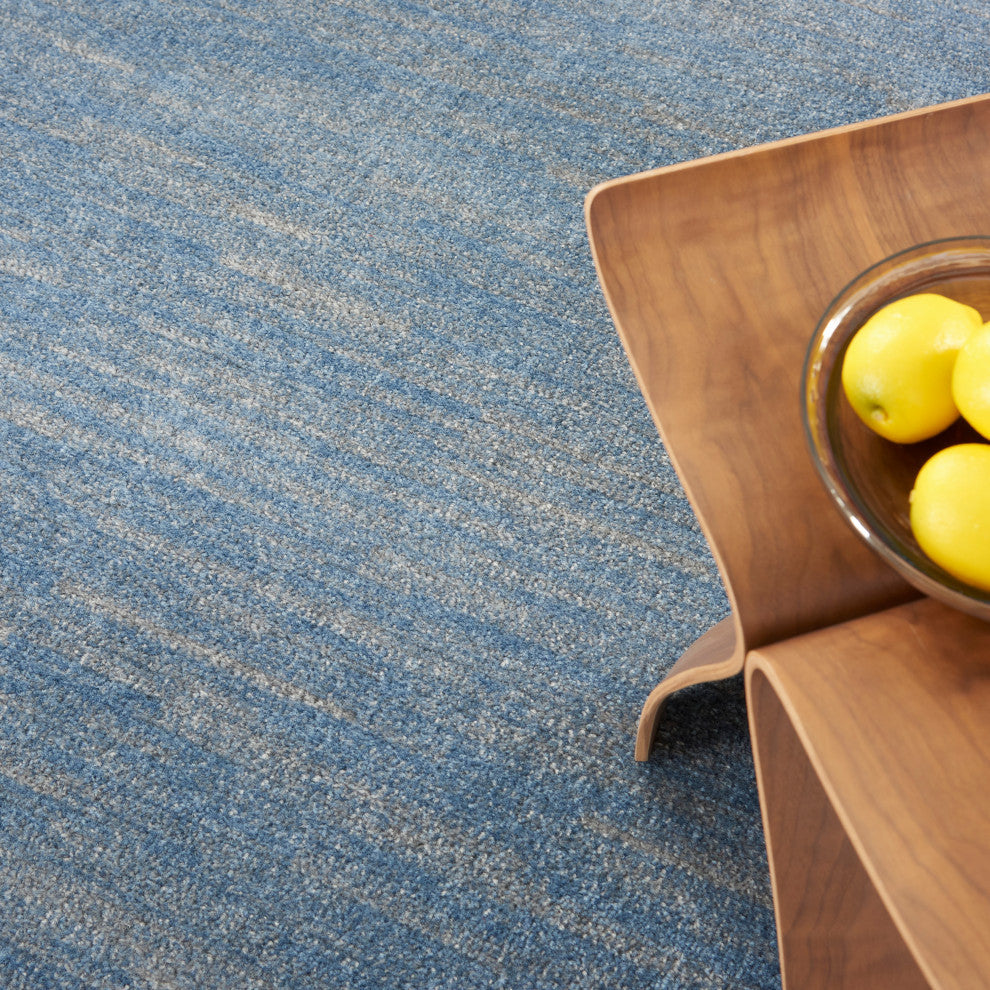 Nourison Essentials 8' x Round Blue/Grey Outdoor Area Rug