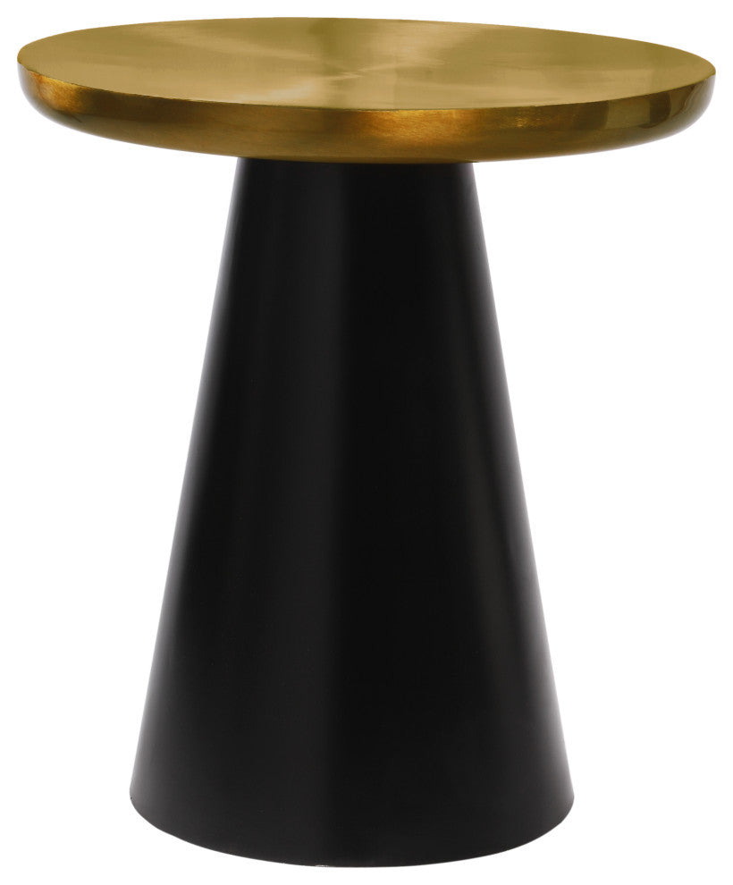Martini End Table, Brushed Gold Top, Matte Black Base