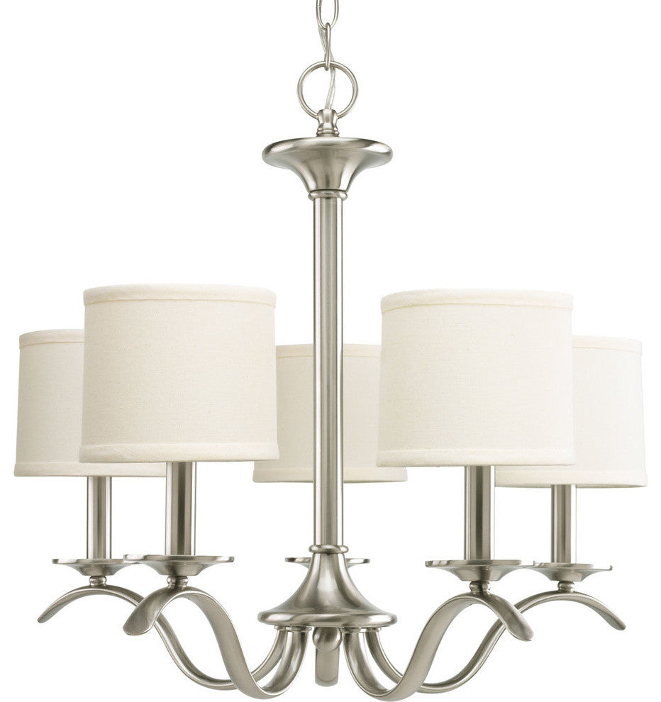 Inspire 5-Light Chandelier, Brushed Nickel and Off-white