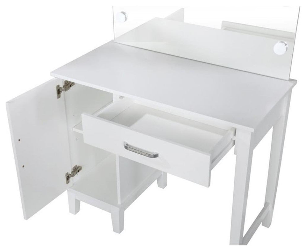 Coaster Elijah Wood Vanity Set with LED Lights White and Dark Gray