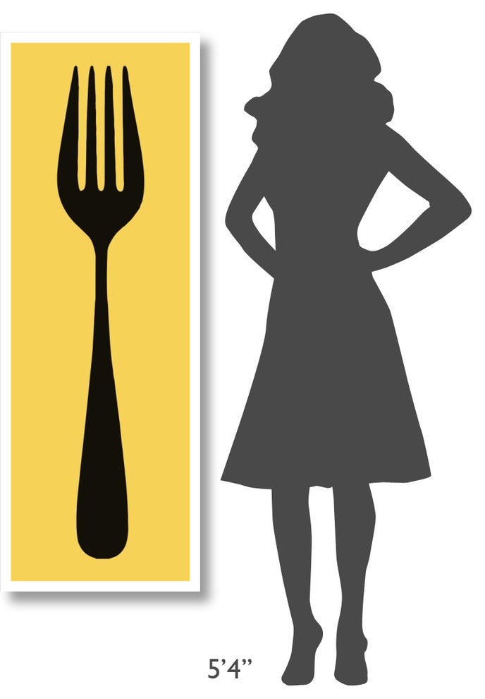 "Mealtime: Black on Yellow - Fork" Digital Paper Print by BG.Studio, 20"x56"