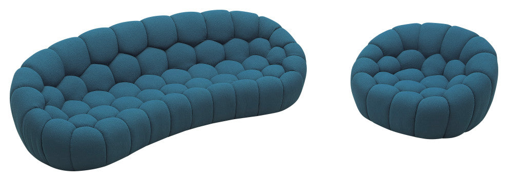 Divani Casa Yolonda Modern Curved Dark Teal Fabric Chair