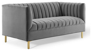Shift Channel Tufted Performance Velvet Loveseat EEI-4131-GRY