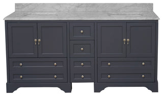 Madison 72" Double Bathroom Vanity, Marine Gray, Carrara Marble