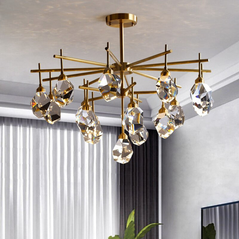 Gold Diamond Crystal Three Layer Led Copper Creative Chandelier, 16lights-A