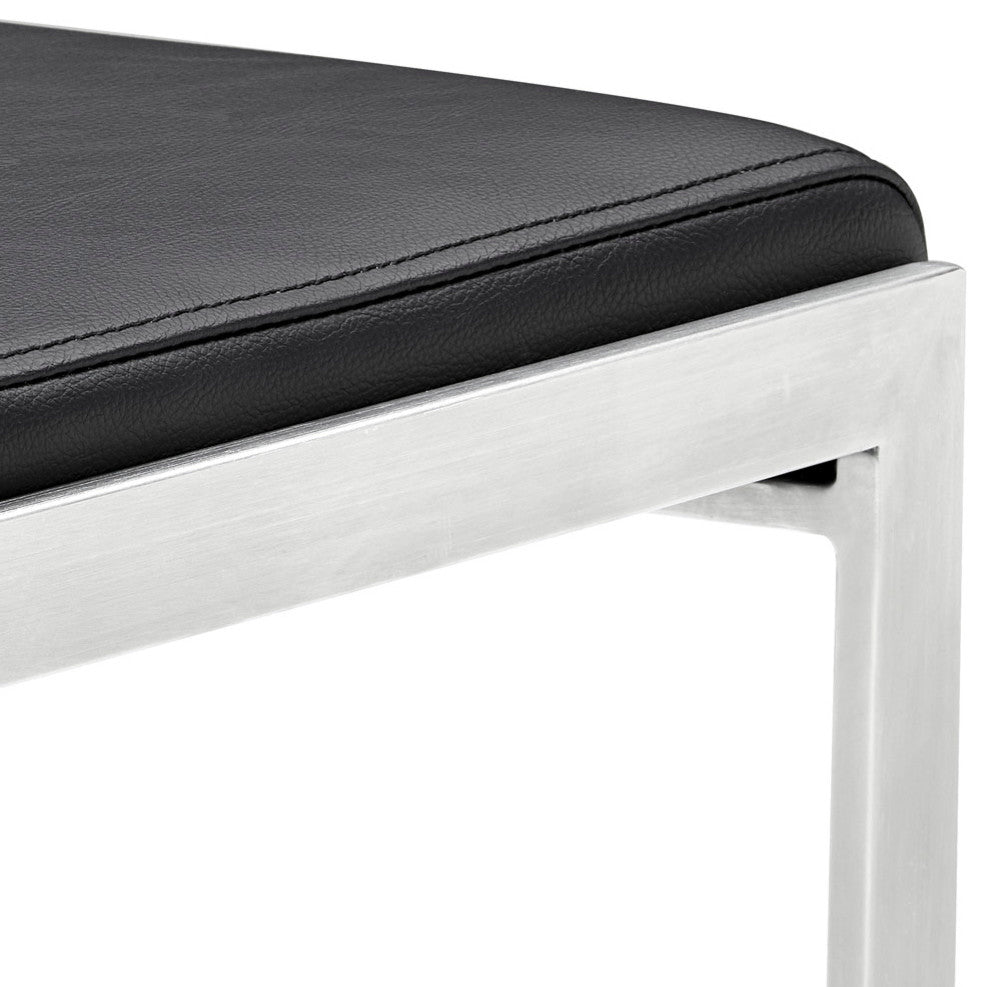 Eliza Leatherette Counter Stool With Polished Stainless Steel Legs, Black